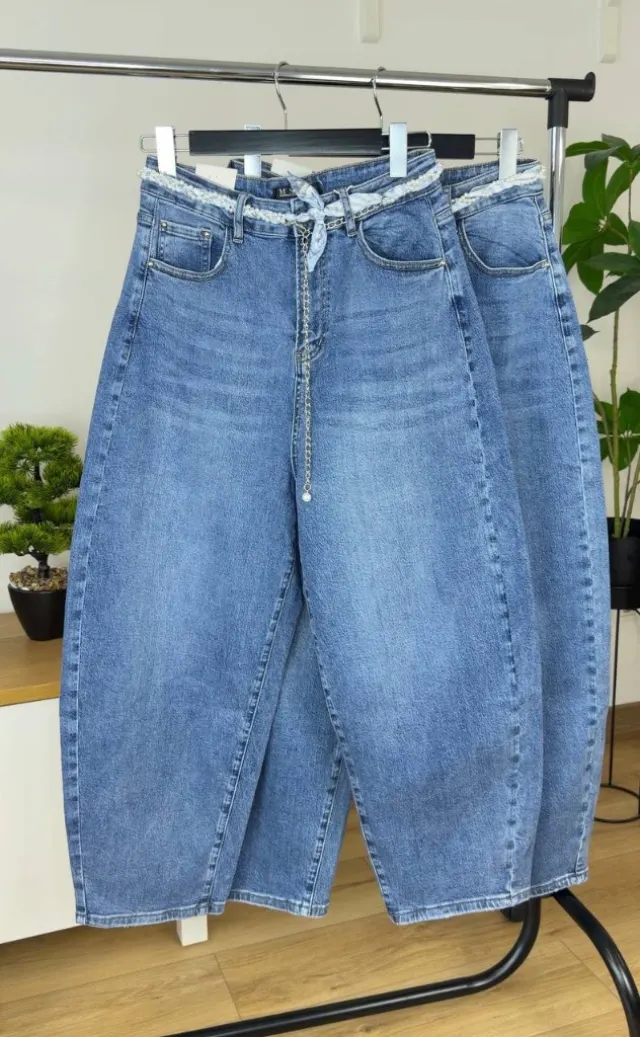 Сині Mom Fit 121 з ременем